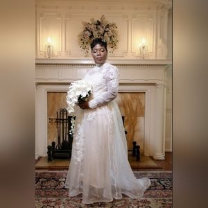 Cream Shimmer Wedding Dress